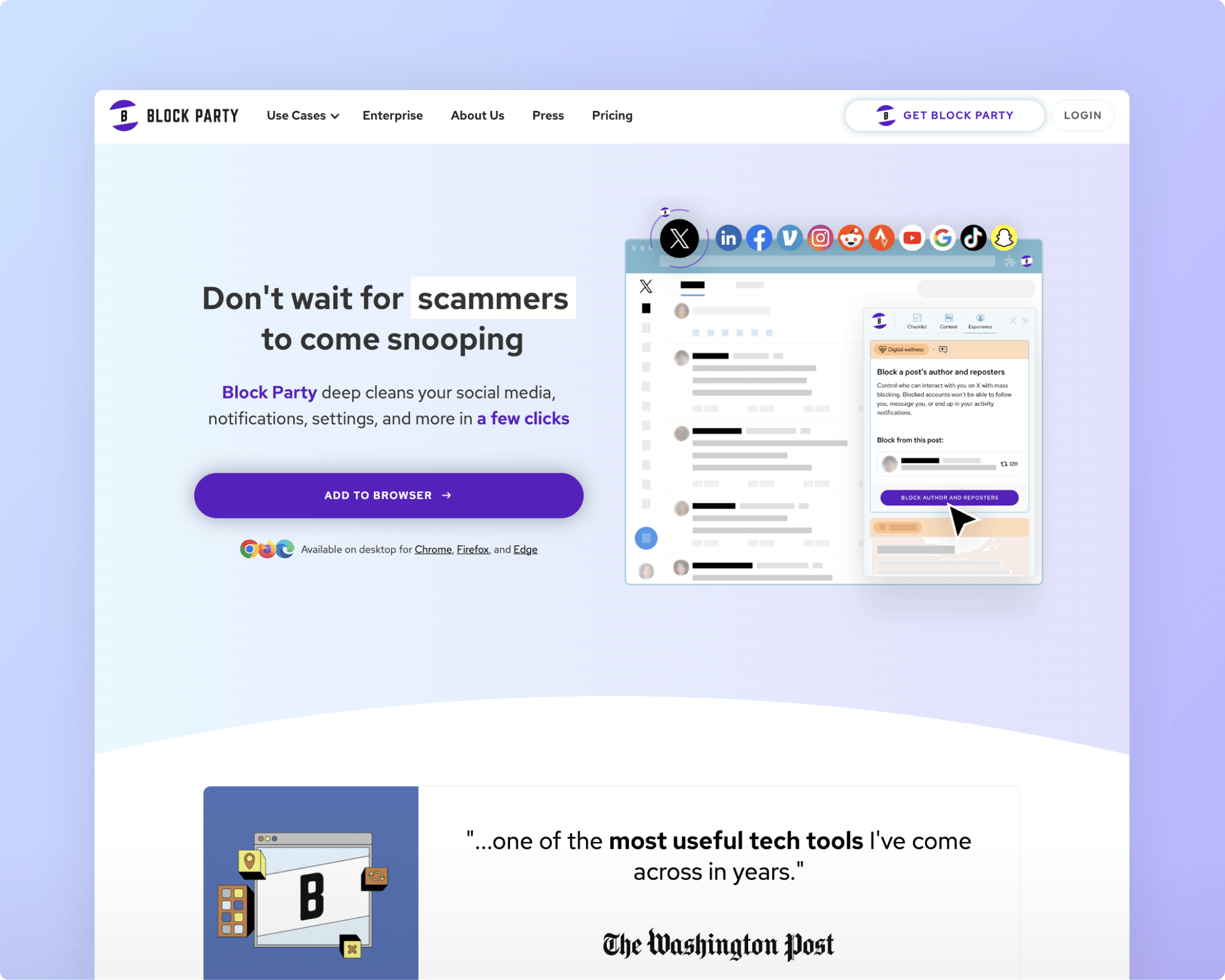 Block Party product homepage