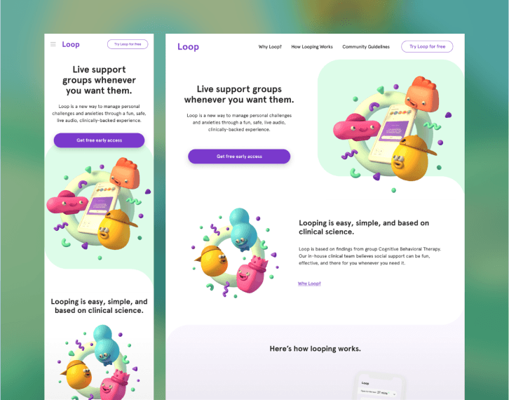 Brand design website mockup preview for Loop